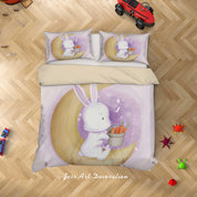3D Purple Rabbit Moon Carrot Quilt Cover Set Bedding Set Duvet Cover Pillowcases SF68- Jess Art Decoration