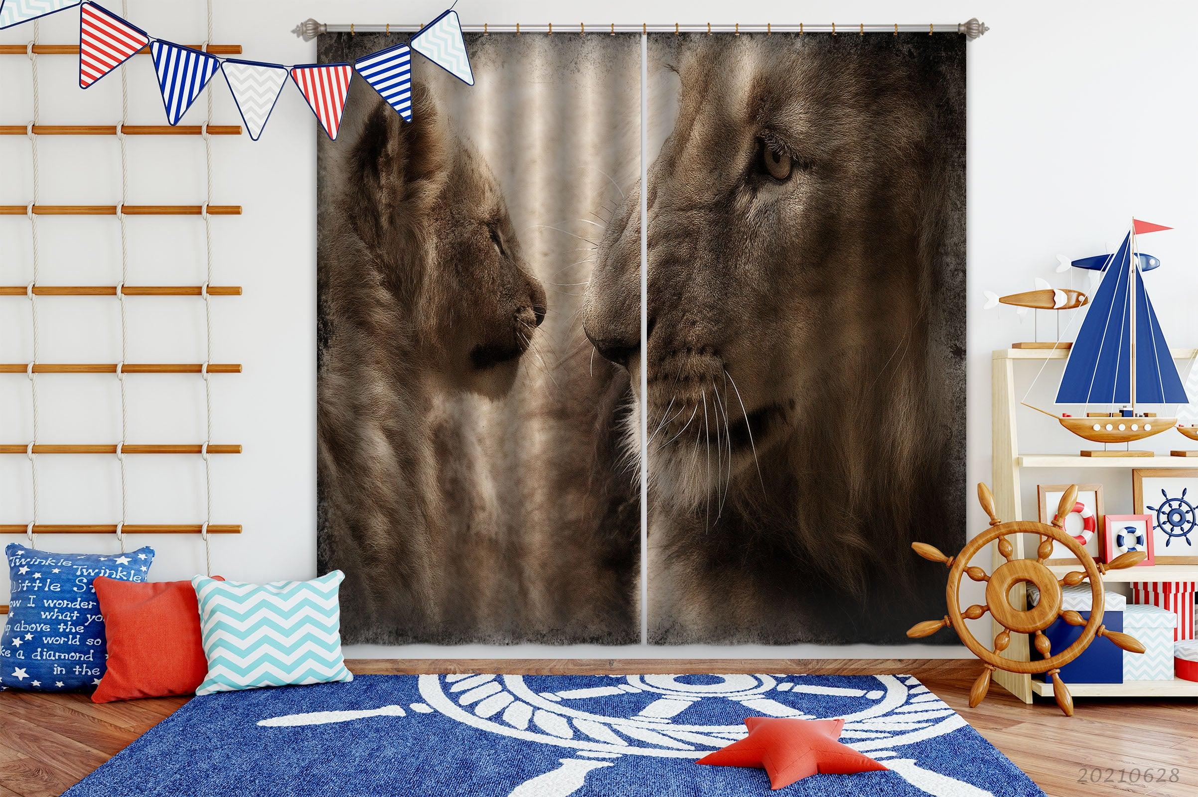 3D Wild Animal Lion Curtains and Drapes LQH 20- Jess Art Decoration