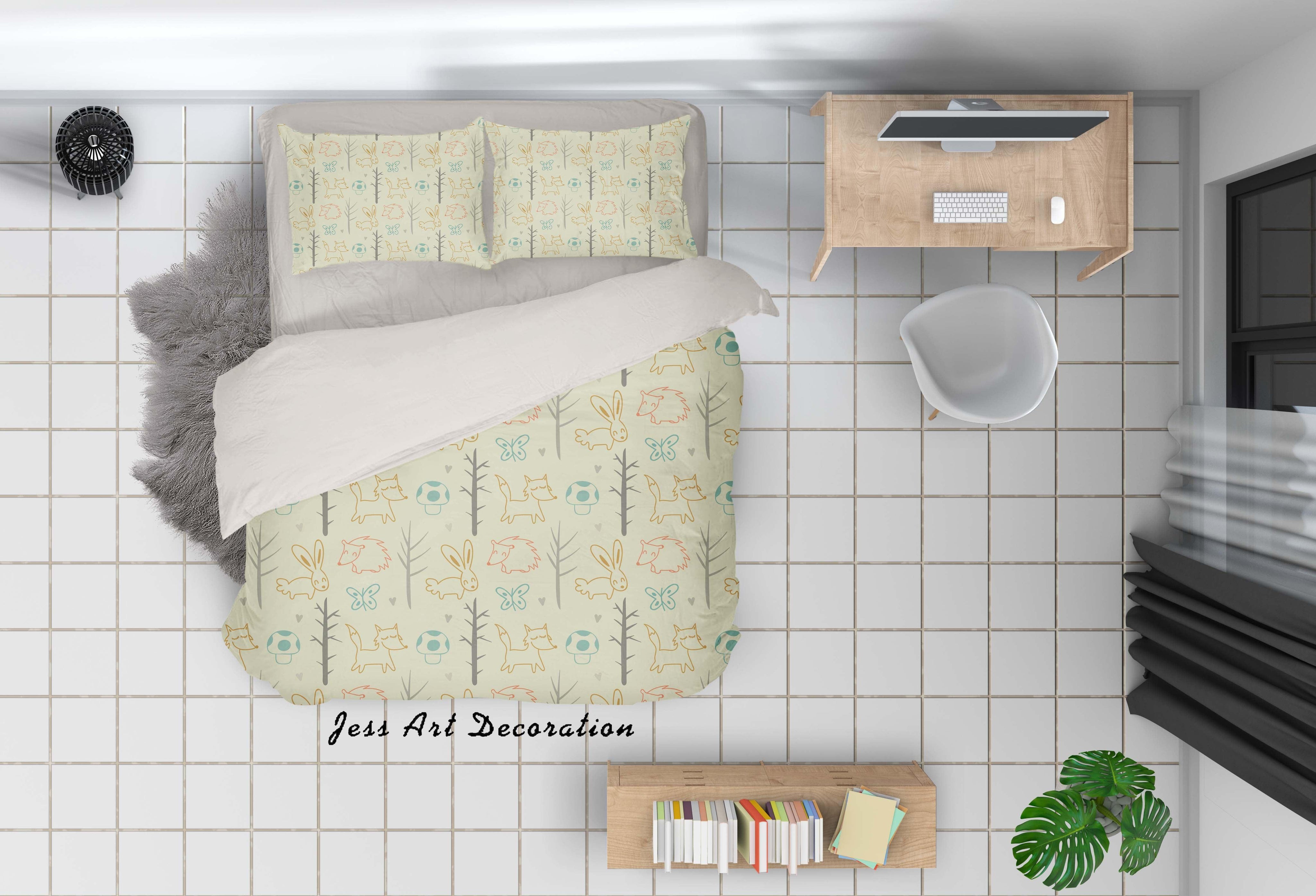 3D Cartoon Forest Animals Quilt Cover Set Bedding Set Pillowcases 65- Jess Art Decoration