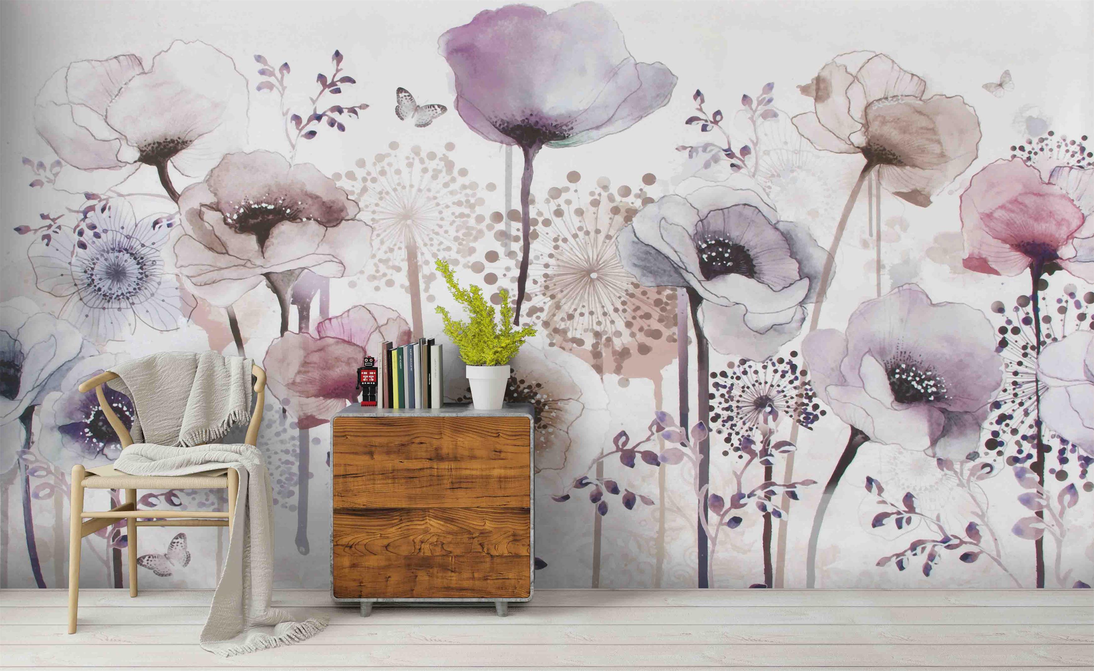 3D Watercolor Floral Butterfly Wall Mural Wallpaper 57- Jess Art Decoration