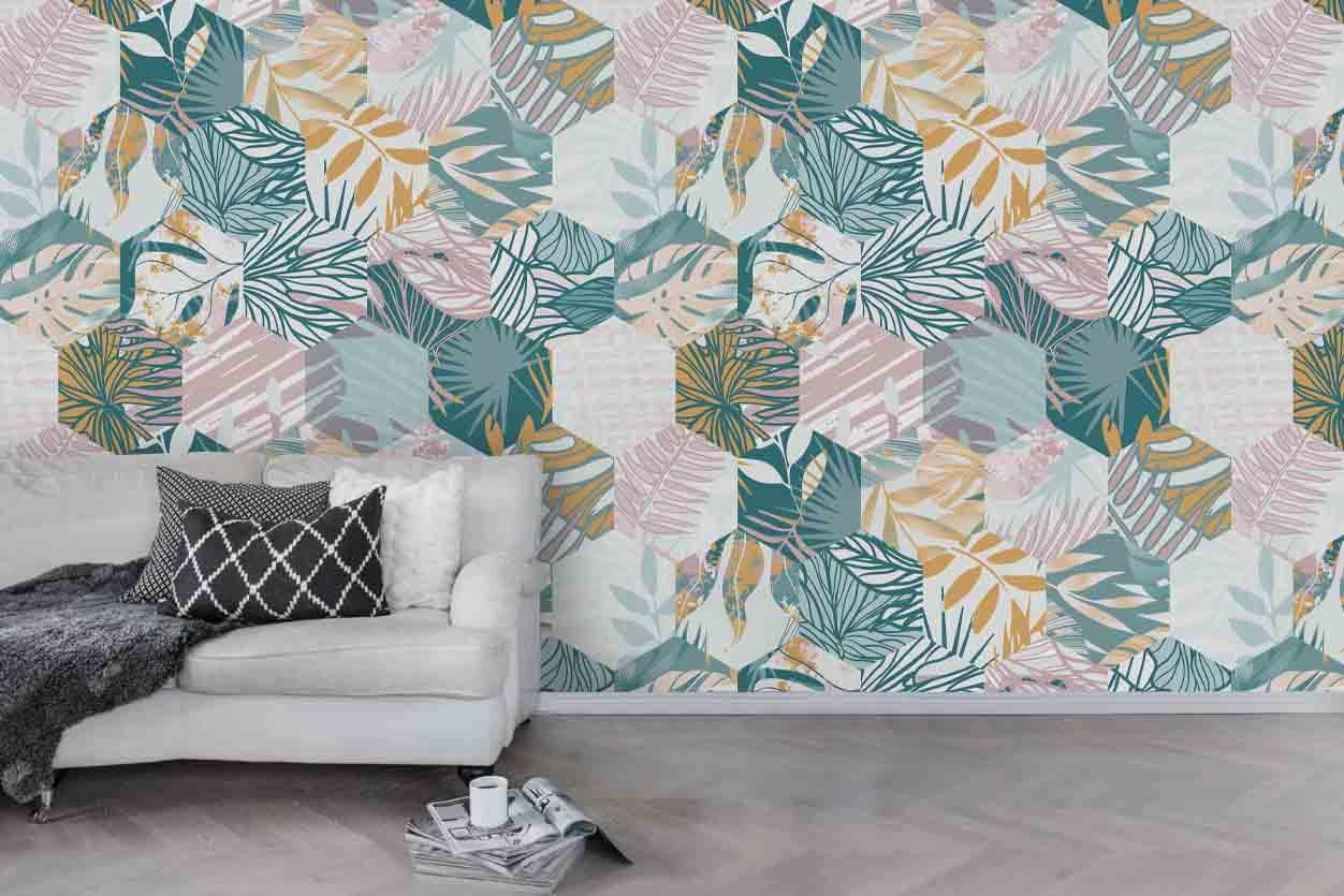 3D Hexagon Leaves Honeycomb Wall Mural Wallpaper 166- Jess Art Decoration