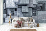 3D dislocation grey square stone wall mural wallpaper 71- Jess Art Decoration