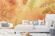 3D Hand Drawn Autumn Maple Leaves Plant Wall Mural Wallpaper LXL- Jess Art Decoration