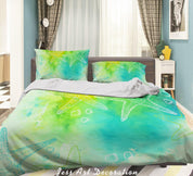3D Watercolor Green Starfish Quilt Cover Set Bedding Set Duvet Cover Pillowcases 314- Jess Art Decoration