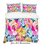 3D Colorful Floral Quilt Cover Set Bedding Set Pillowcases 01- Jess Art Decoration