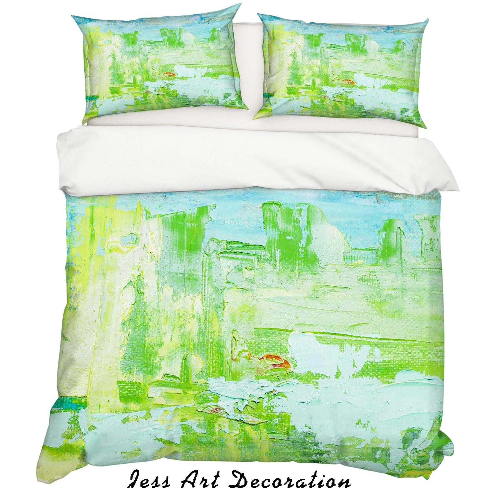 3D Abstract Green Natural Oil Painting Quilt Cover Set Bedding Set Pillowcasesn 42- Jess Art Decoration
