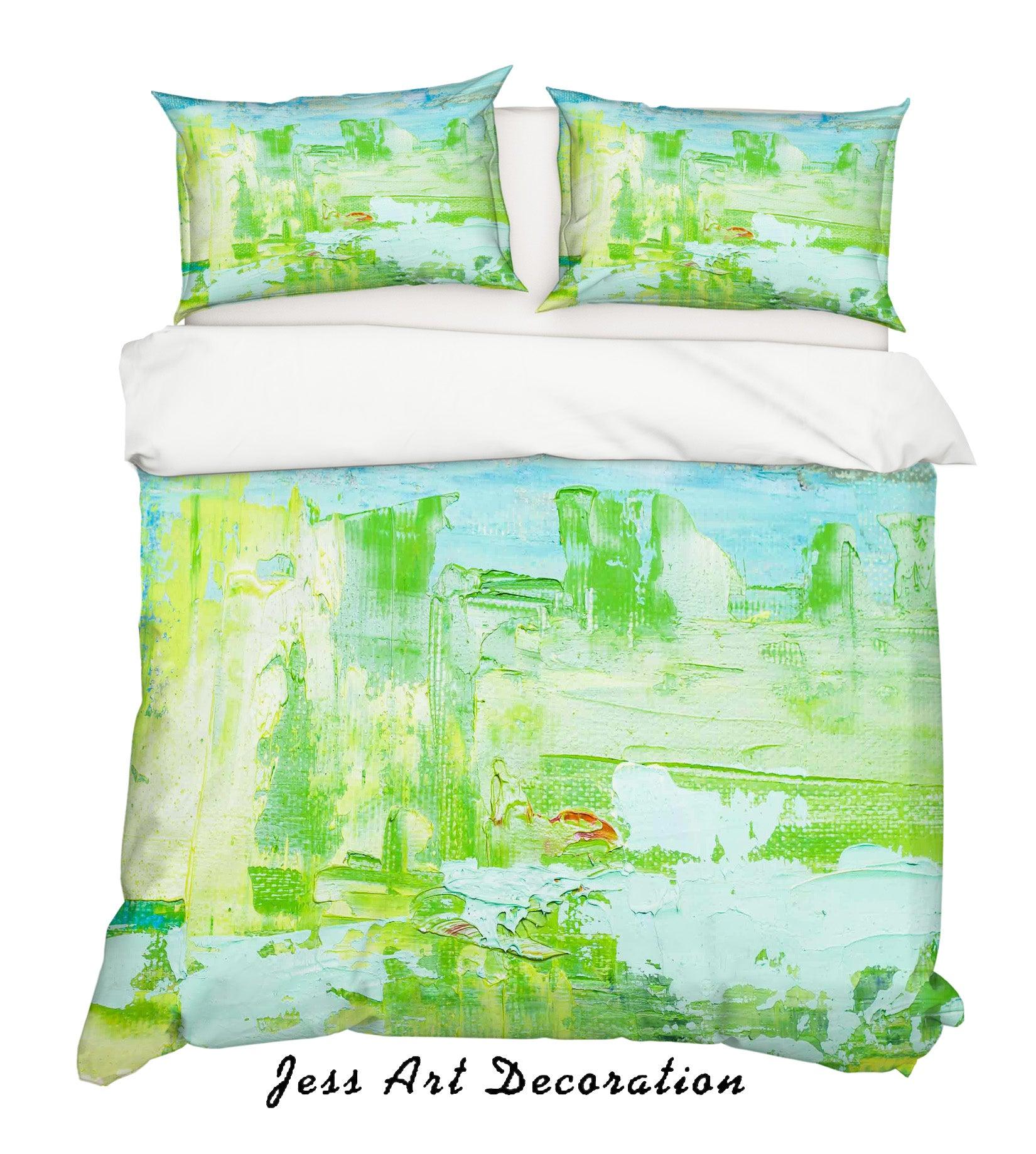 3D Abstract Green Natural Oil Painting Quilt Cover Set Bedding Set Pillowcasesn 42- Jess Art Decoration