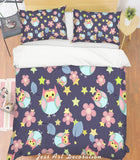 3D Color Cartoon Owls Flowers Pattern Quilt Cover Set Bedding Set Pillowcases  70- Jess Art Decoration
