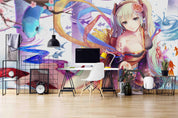 3D Anime Fish Girl anime girl fish fantasy mural wall mural wallpaper for teen room