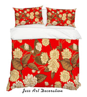 3D White Floral Leaves Quilt Cover Set Bedding Set Pillowcases 16- Jess Art Decoration