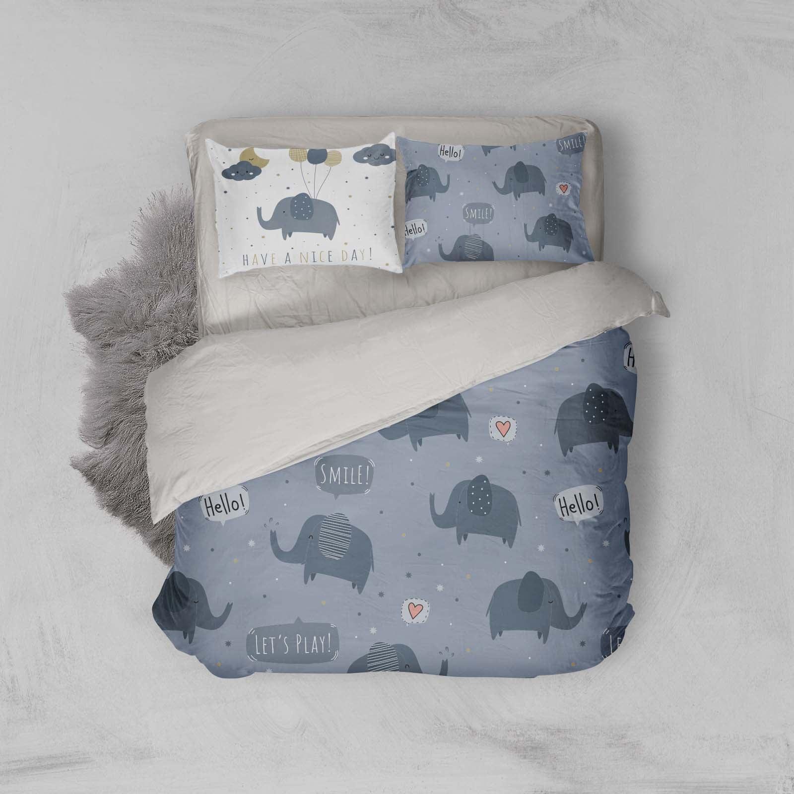 3D Cartoon Elephant Animal Quilt Cover Set Bedding Set Duvet Cover Pillowcases LXL- Jess Art Decoration