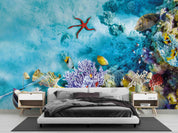 3D Coral Reef Fish Rock coral reef fish mural wall mural wallpaper for kids room