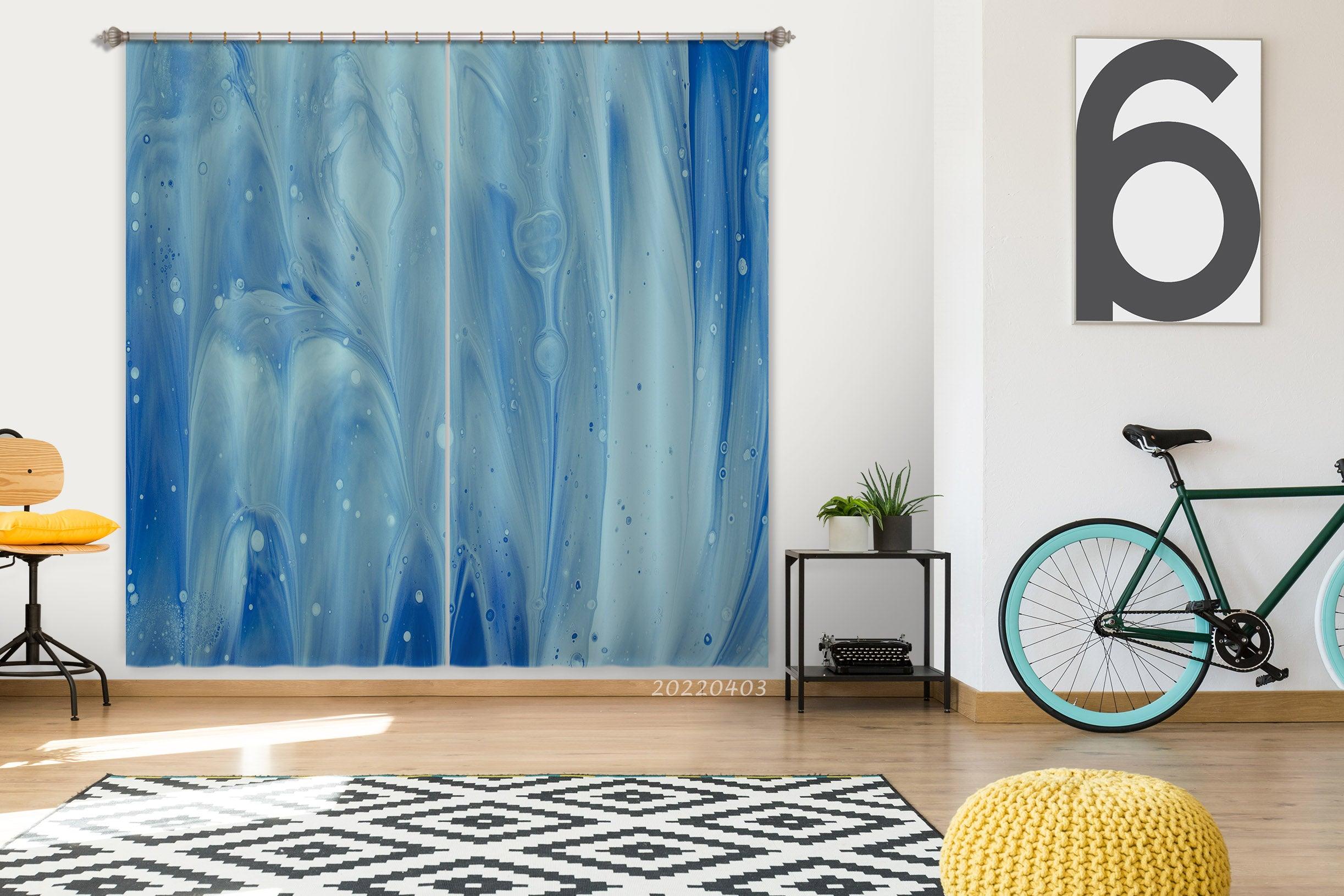 3D Abstract Blue Texture Pattern Curtains and Drapes GD 3239- Jess Art Decoration