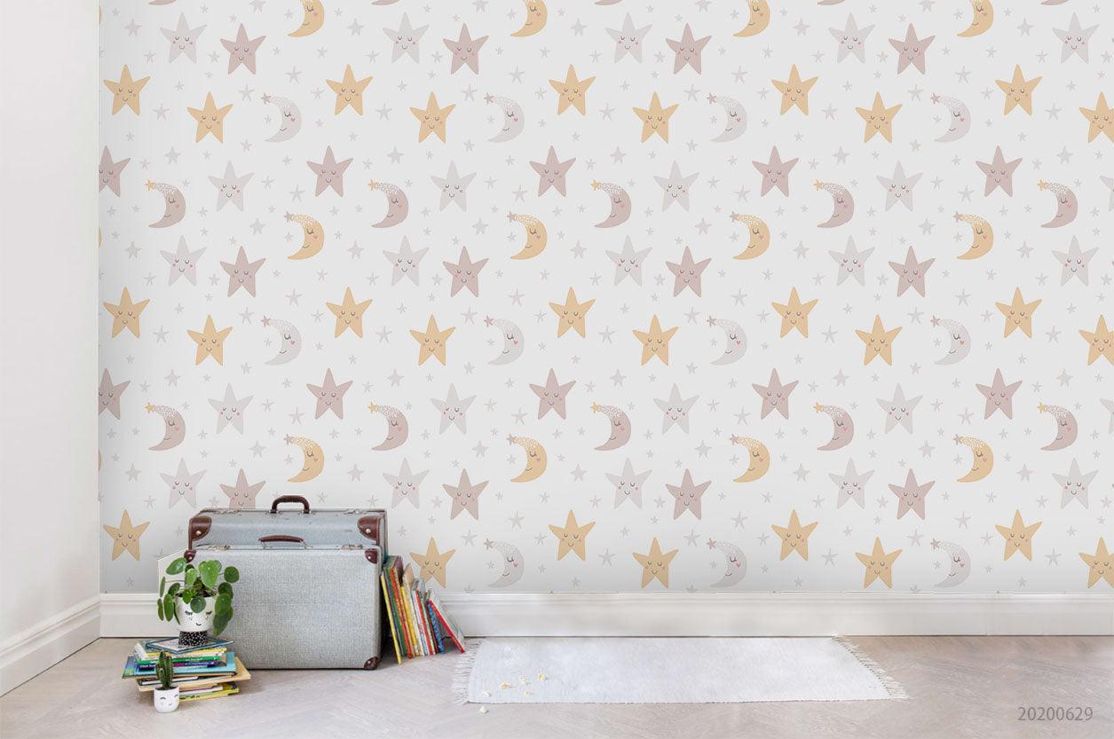3D Cartoon Moon Star Pattern Wall Mural Wallpaper LXL 308- Jess Art Decoration