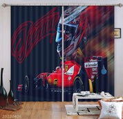 3D Formula One Racing Helmet Ferrari Curtains and Drapes GD 4826- Jess Art Decoration