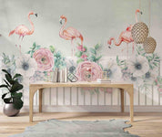 3D Tropical Flamingo Plant Floral Wall Mural Wallpaper GD 3874- Jess Art Decoration