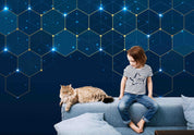 3D Blue Geometric Twinkle Mural Wallpaper SWW 39- Jess Art Decoration