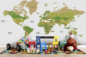 3D Green World Map Wall Mural Wallpaper WJ 9433- Jess Art Decoration