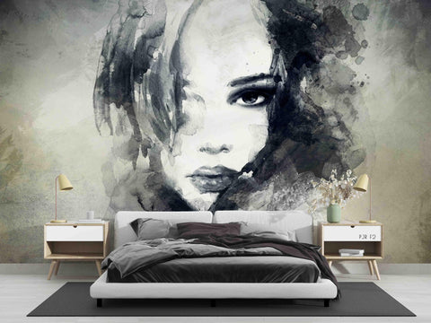 3D Watercolour Morden Girl Wall Mural Wallpaper WJ 2126- Jess Art Decoration