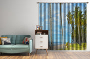 3D Coconut Tree Meadow Ocean Curtains and Drapes GD 1298- Jess Art Decoration