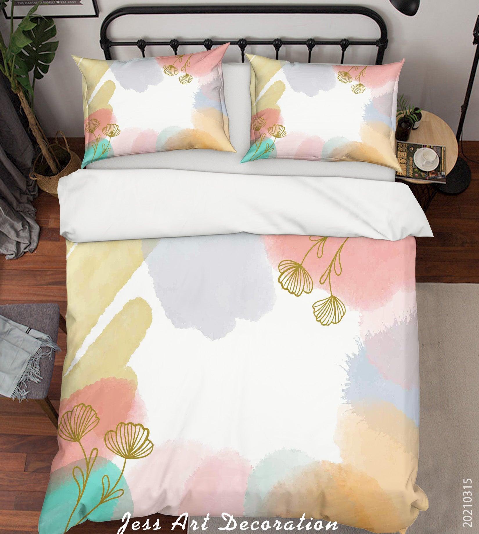 3D Watercolor Color Floral Quilt Cover Set Bedding Set Duvet Cover Pillowcases 109- Jess Art Decoration