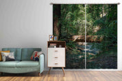 3D Green Forest River Tree Trunk Landscape Curtains and Drapes LQH 118- Jess Art Decoration
