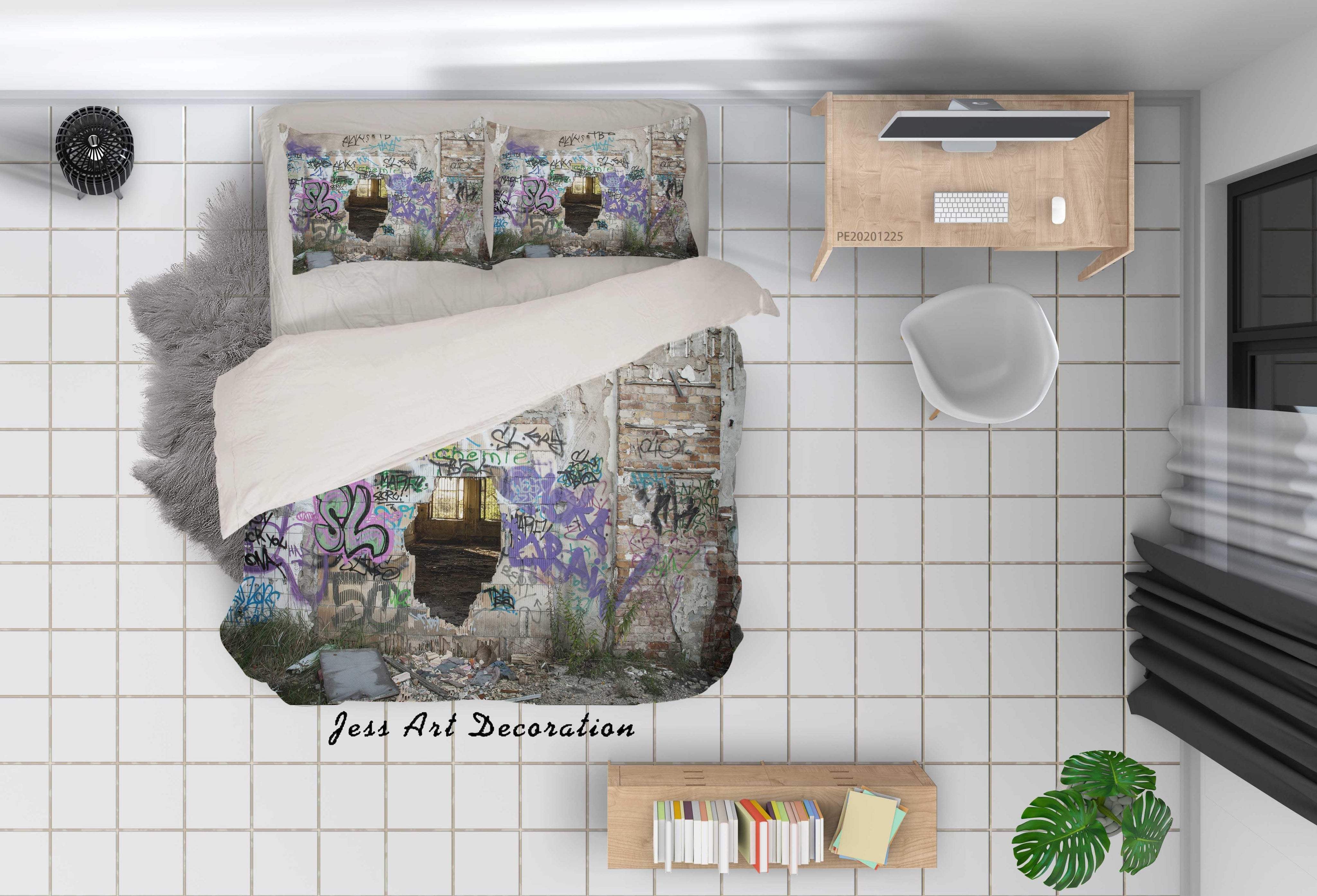 3D Abstract Graffiti Wall Quilt Cover Set Bedding Set Duvet Cover Pillowcases 5- Jess Art Decoration