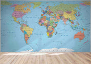 3D Blue World Map Wall Mural Wallpaper LQH 614- Jess Art Decoration
