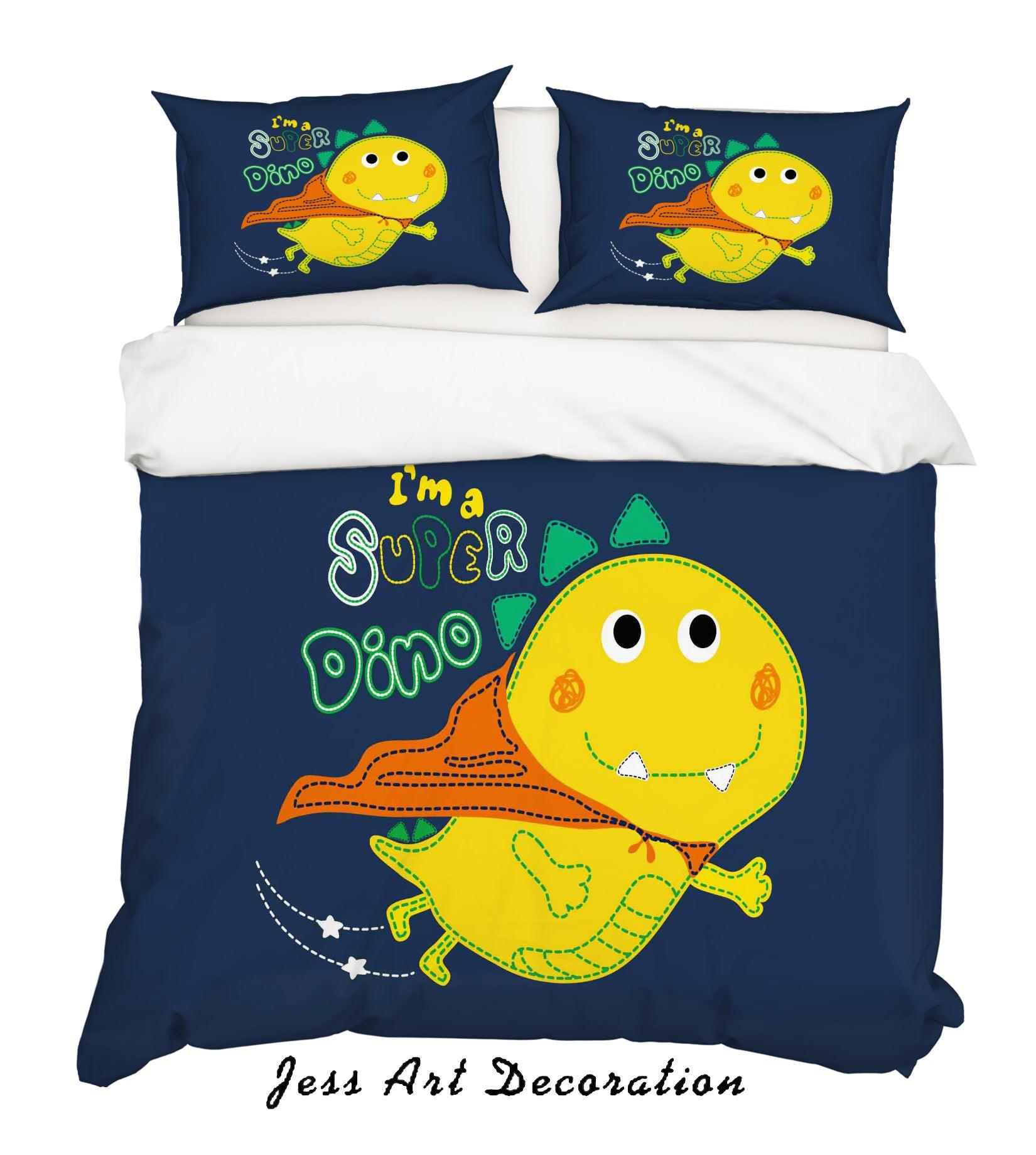 3D Cartoon Dinosaur Yellow Quilt Cover Set Bedding Set Pillowcases 158- Jess Art Decoration