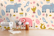 3D cartoon birds elephant wall mural wallpaper 25- Jess Art Decoration