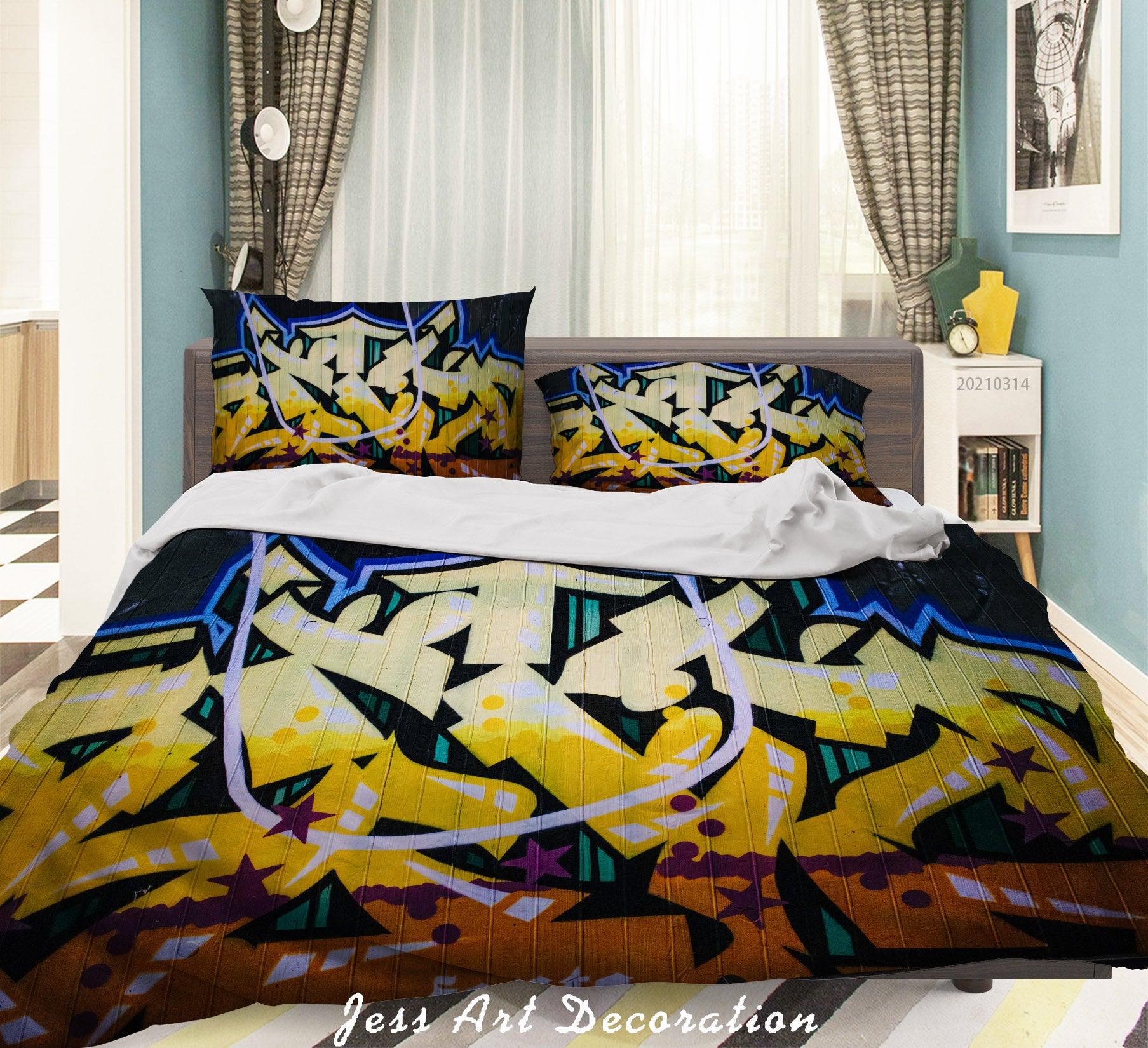 3D Abstract Color Graffiti Quilt Cover Set Bedding Set Duvet Cover Pillowcases 167- Jess Art Decoration
