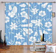 3D Hand Drawn Floral Tulip Blue Curtains and Drapes LLL 7356- Jess Art Decoration