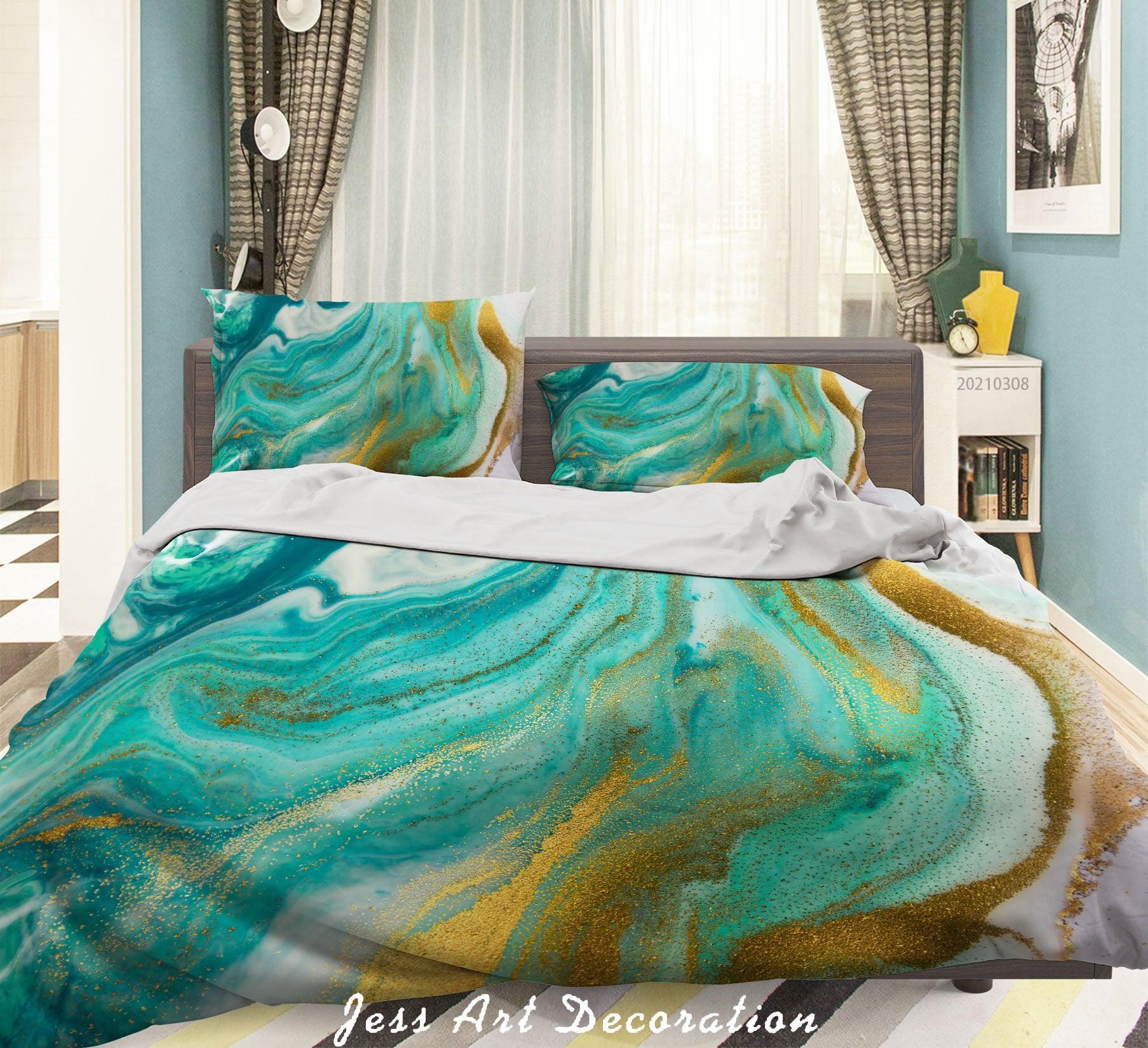 3D Abstract Green Marble Quilt Cover Set Bedding Set Duvet Cover Pillowcases 321- Jess Art Decoration
