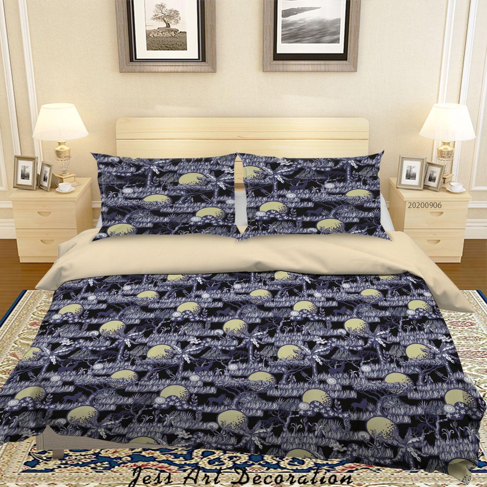 3D Vintage Tropical Leaves Pattern Quilt Cover Set Bedding Set Duvet Cover Pillowcases WJ 3665- Jess Art Decoration