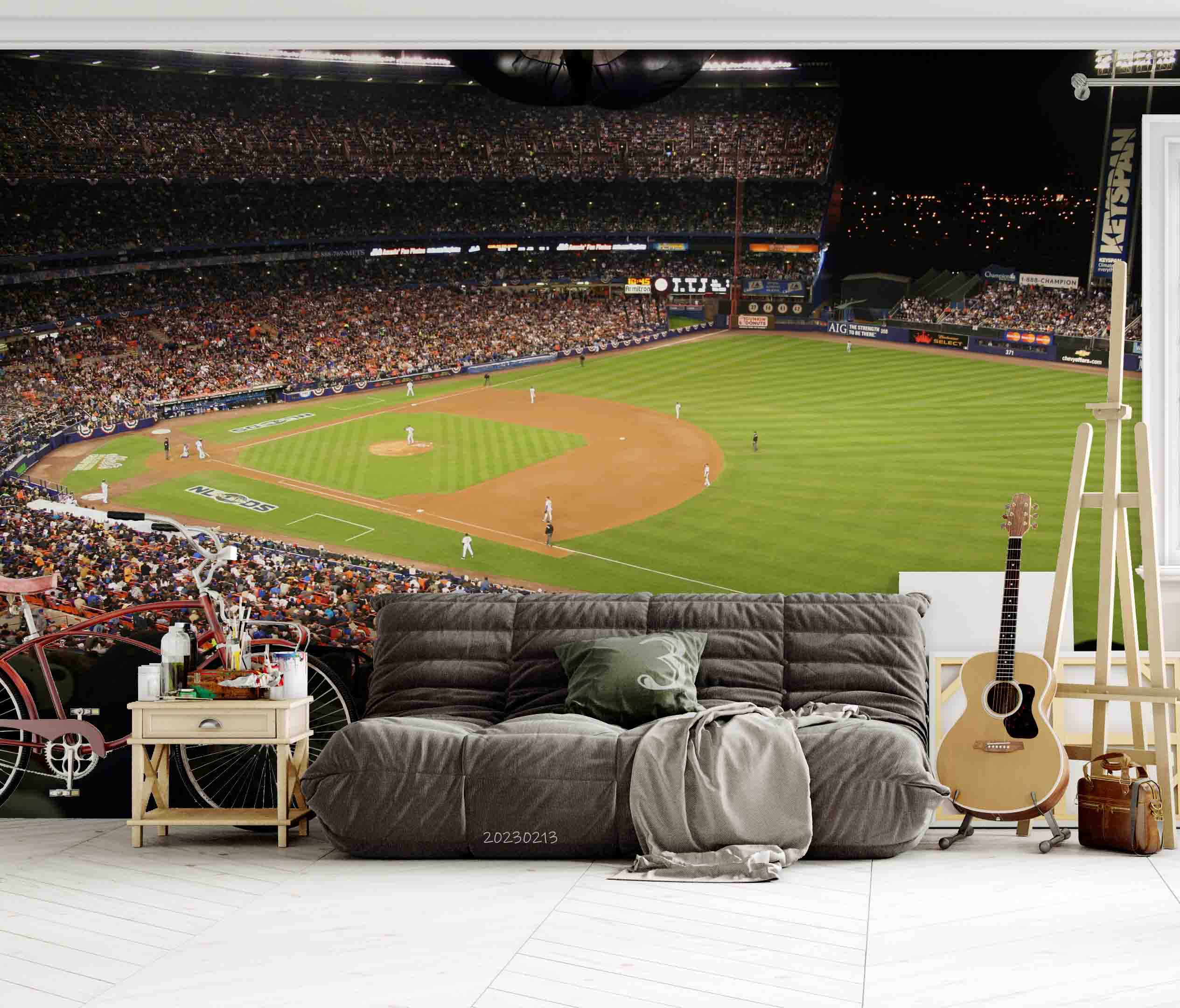 Ballpark Game Mets Dodgers Racing Wallpaper racing & cars wall mural for garage, game room or entertainment space - view 2
