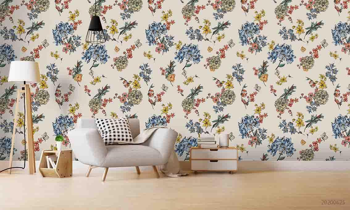 3D Retro Pink Floral Design Wall Mural Wallpaper A329 LQH- Jess Art Decoration