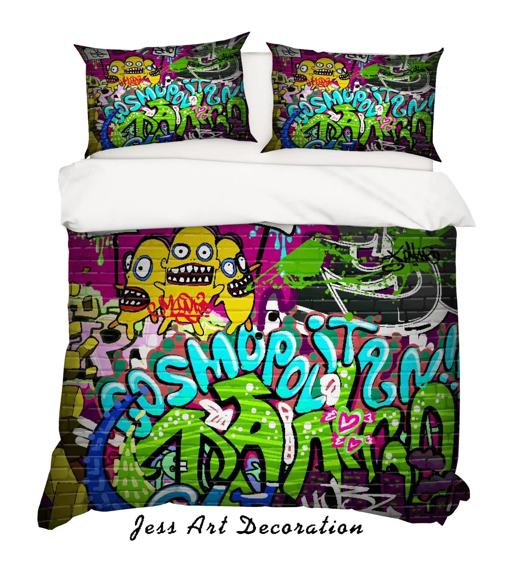 3D Graffiti Colorful Monster Sign Quilt Cover Set Bedding Set Duvet Cover Pillowcases LXL- Jess Art Decoration