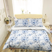 3D Watercolor Blue Floral Quilt Cover Set Bedding Set Duvet Cover Pillowcases 168 LQH- Jess Art Decoration