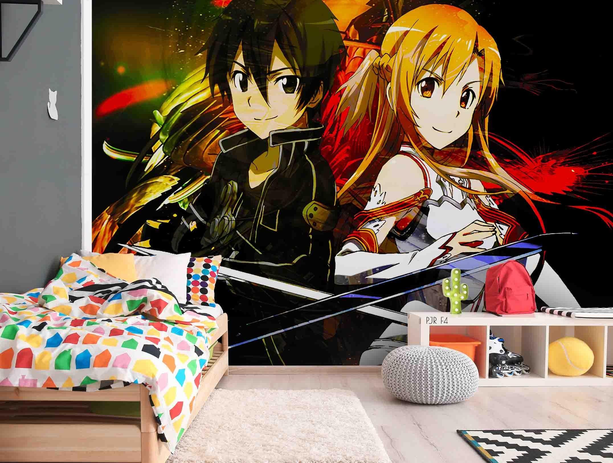 3D Anime Fighting Duo anime fighting duo mural wall mural wallpaper for teen room