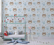 3D Hand Drawn Animal Bear Blue Wall Mural Wallpaper LQH 96- Jess Art Decoration