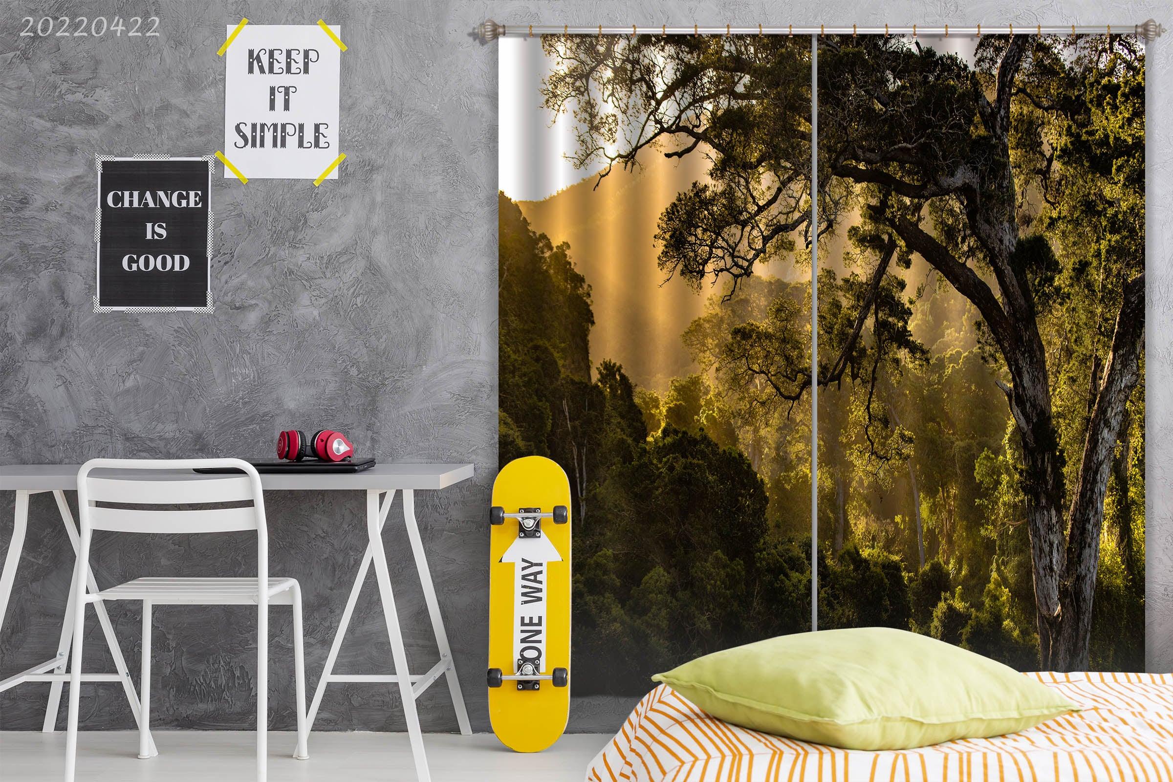 3D Landscape Mountain Forest Tree Sunbeam Curtains and Drapes GD 4195- Jess Art Decoration