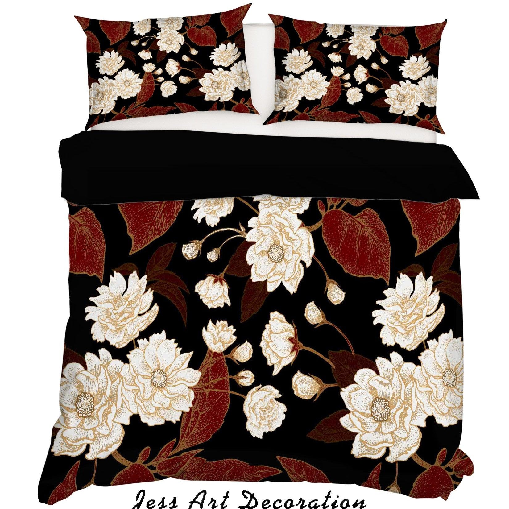 3D White Flowers Quilt Cover Set Bedding Set Pillowcases 188- Jess Art Decoration