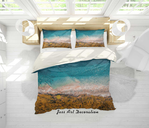 3D Blue Sea Rock Quilt Cover Set Bedding Set Pillowcases 17- Jess Art Decoration