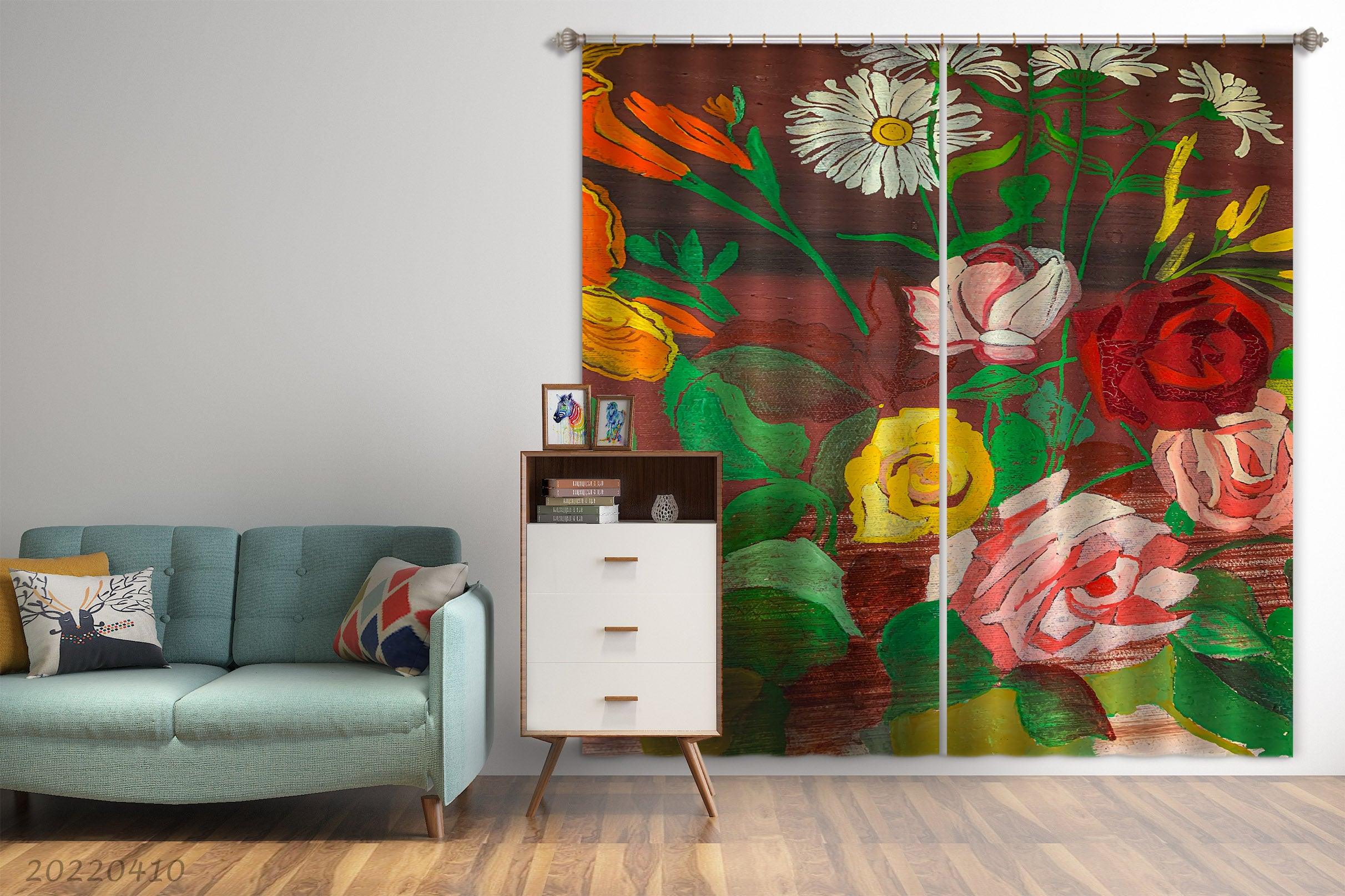 3D Vintage Various Floral Pattern Curtains and Drapes GD 3873- Jess Art Decoration