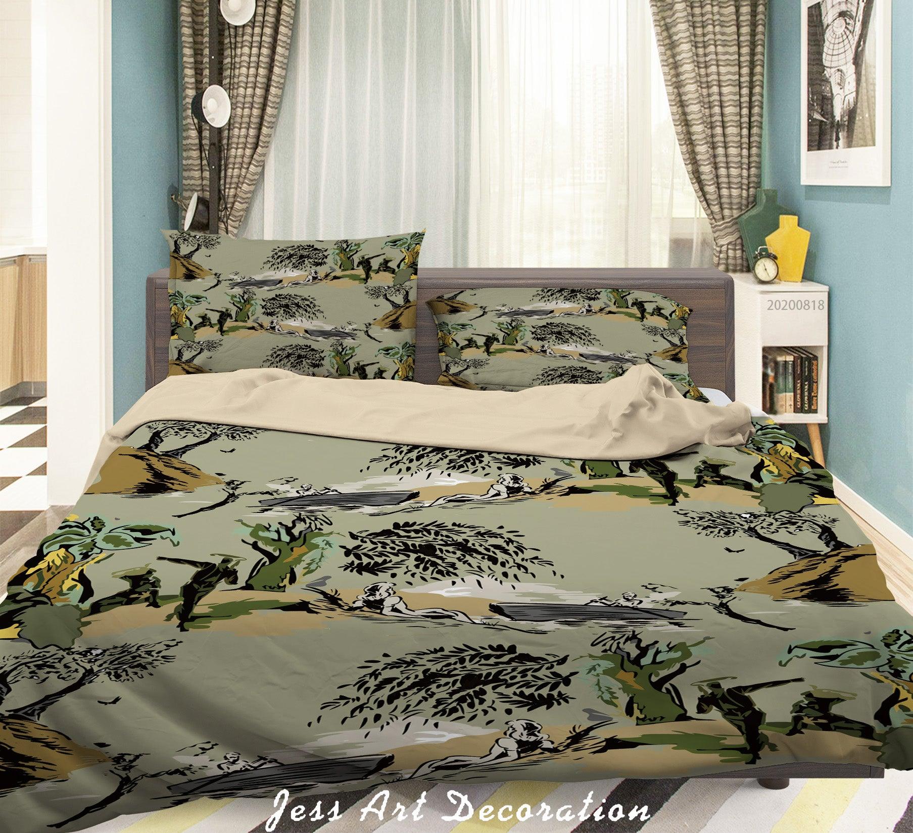 3D Vintage Plant Pattern Quilt Cover Set Bedding Set Duvet Cover Pillowcases LXL- Jess Art Decoration