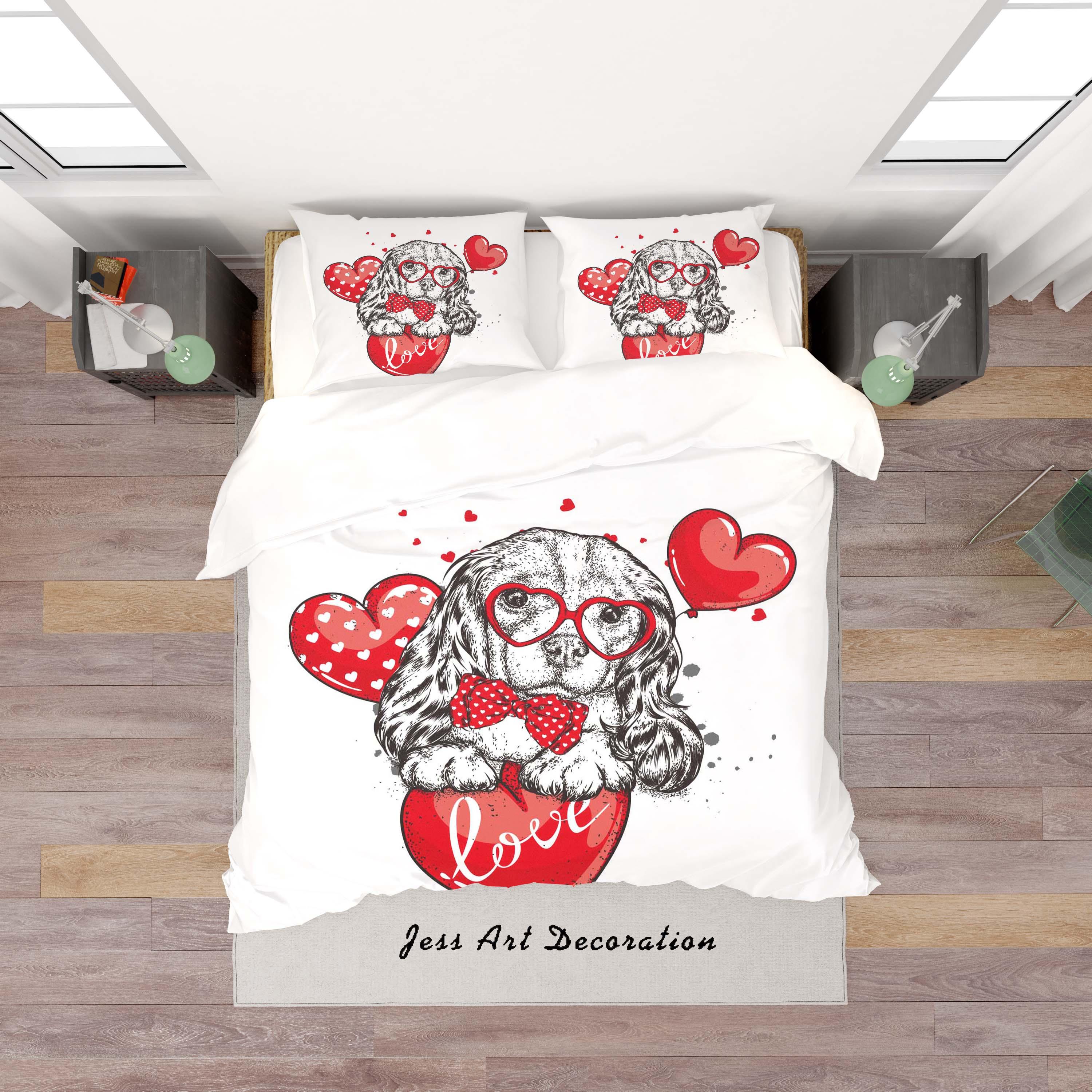 3D White Red Dog Balloon Quilt Cover Set Bedding Set Duvet Cover Pillowcases SF160- Jess Art Decoration