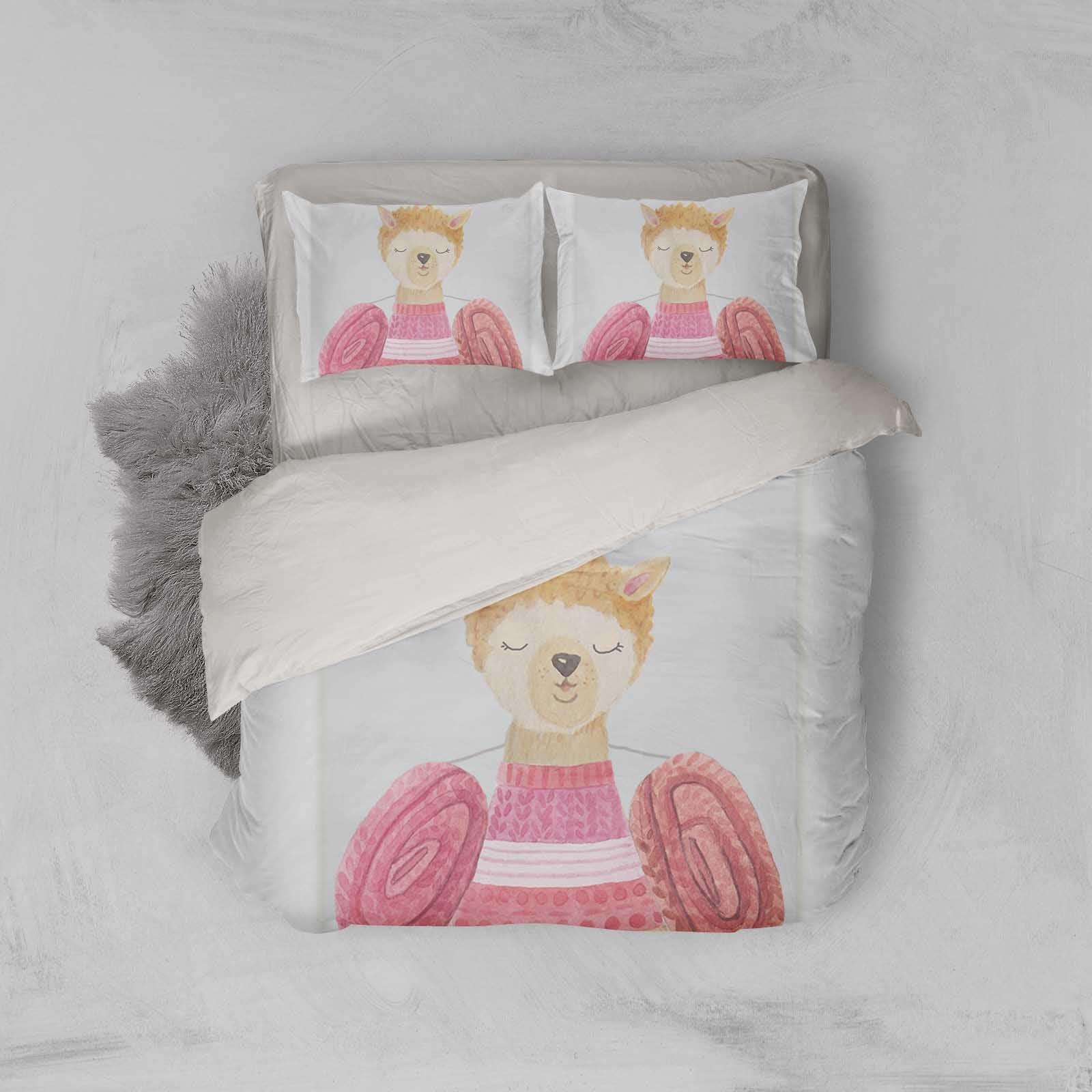3D White Red Alpaca Quilt Cover Set Bedding Set Pillowcases 45- Jess Art Decoration