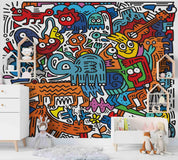 3D Graffiti Cartoon Wall Mural Wallpaper SF34- Jess Art Decoration