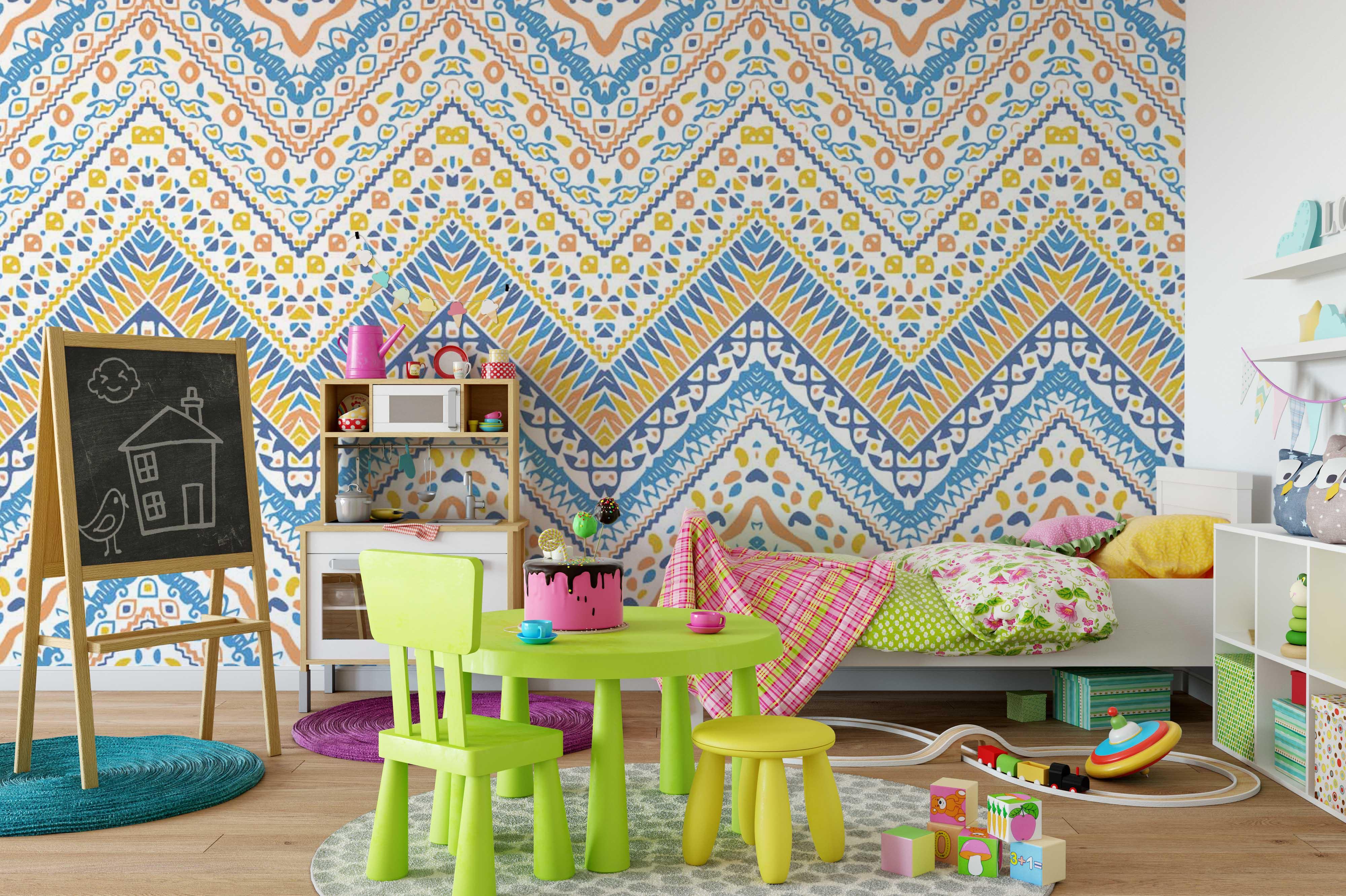 3D Blue Zigzag Wall Mural Wallpaper 127- Jess Art Decoration