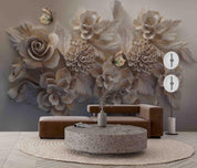 3D Relief Flower Butterfly Wall Mural Wallpaper GD 2672- Jess Art Decoration